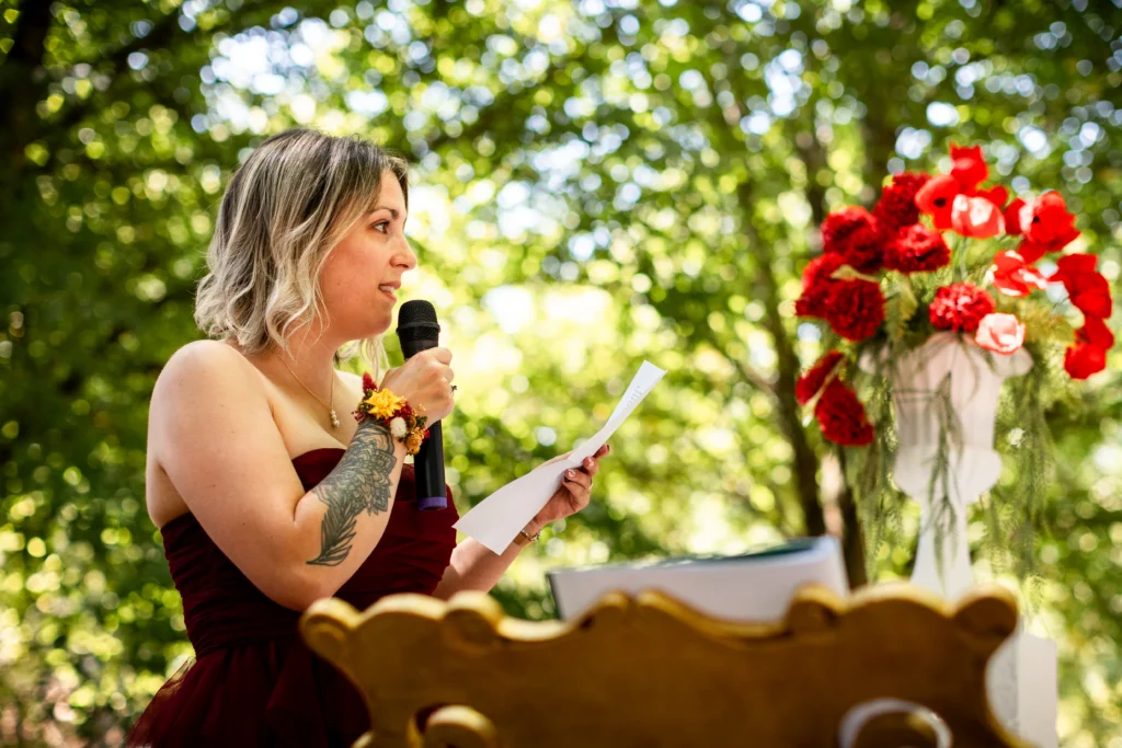 Discours d'une des témoin lors d'un mariage au château de la borderie en Charente